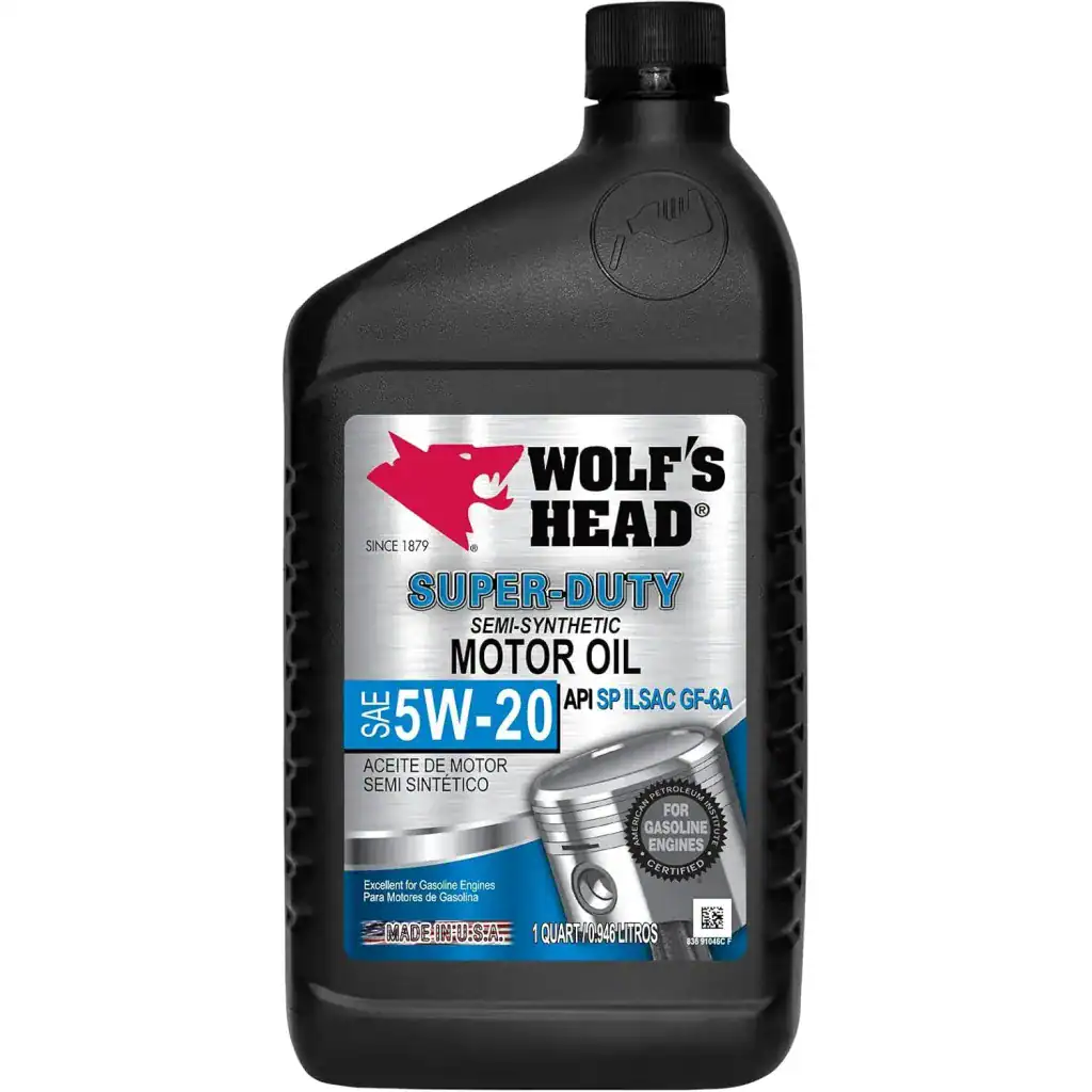Wolf's Head 836-91046-56 Super-Duty Semi Syn Motor Oil 5W-20 - Quarts