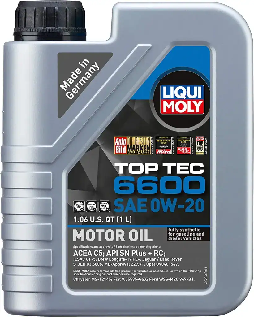 Liqui Moly 22044 Top Tec 6600 SAE 0W-20 Synthetic Motor Oil (6 Liters)