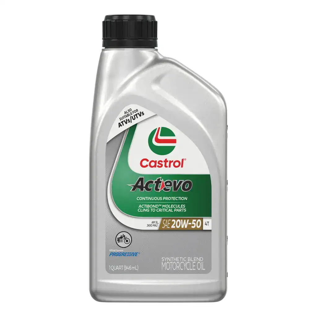 Castrol ACTEVO 15D7CF  Syn Blend Motorcycle Motor Oil 4T 20W-50 - Quarts