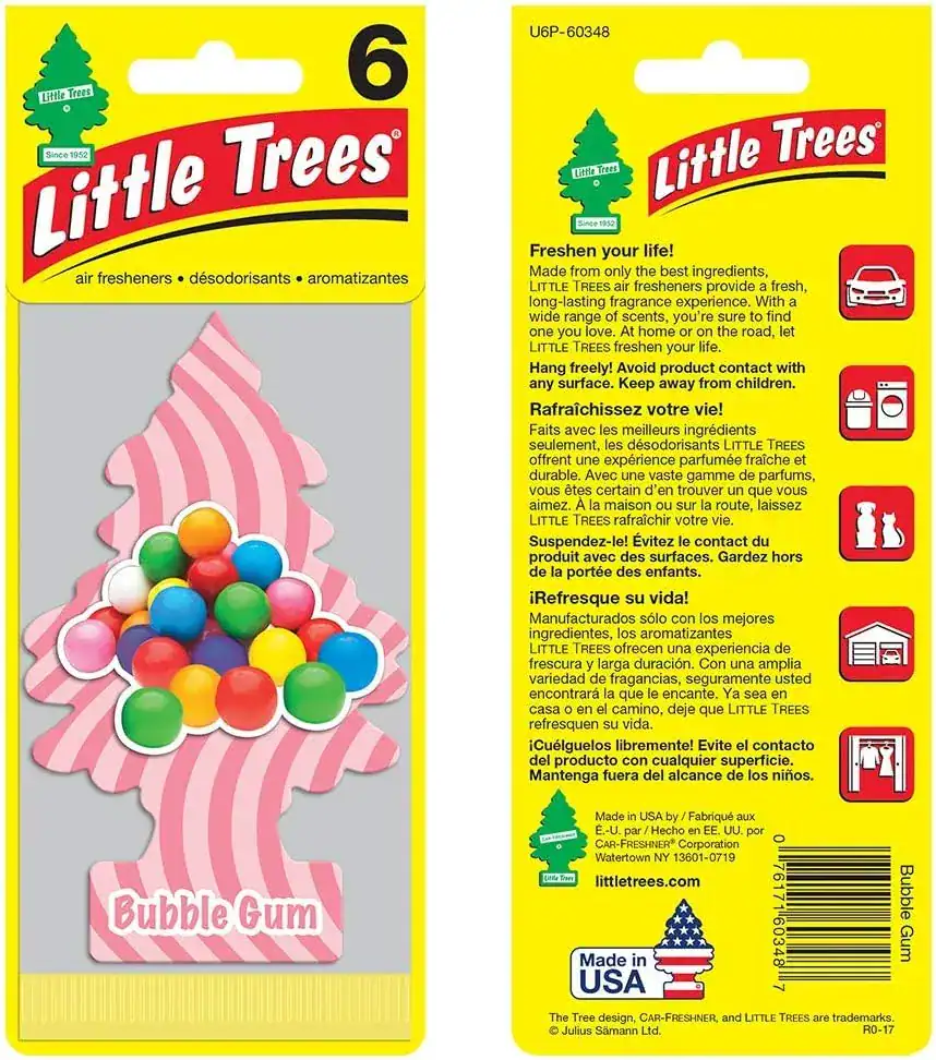 Little Trees Car Air Freshner Bubblegum - 6 Pack