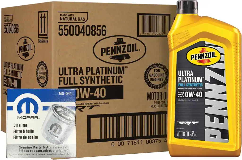 Pennzoil Ultra Platinum Full Synthetic 0W-40 Oil -7 Quarts - with 5038041-AA Mopar Oil Filter