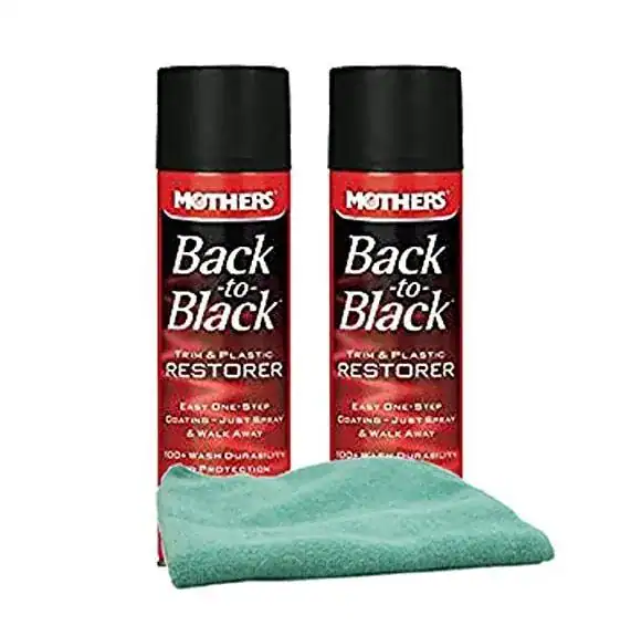 Mothers Back-to-Black Trim & Plastic Restorer 10 oz Aerosol with Microfiber Cloth